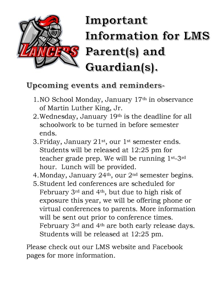 Information  for LMS Parents and Guardians.