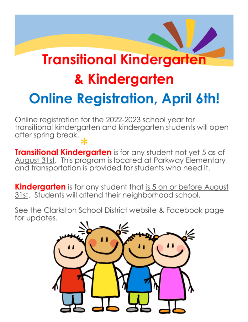 TK and Kindergarten Online Registration Opens April 6, 2022