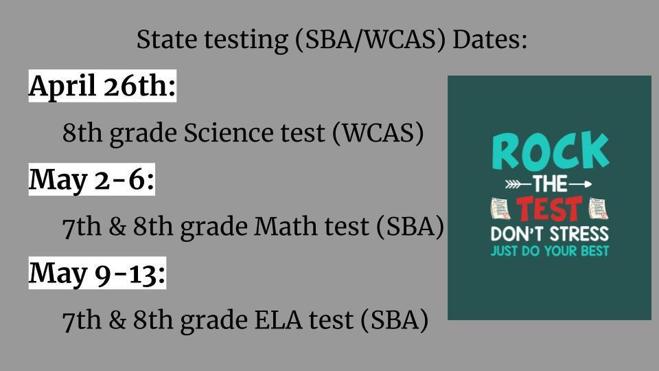 State testing dates graphic