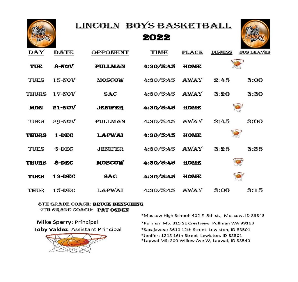 LMS Varsity Boys Basketball Schedule. 