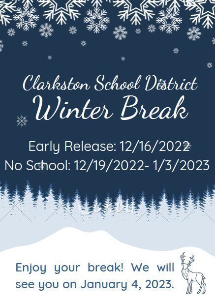 Winter Break December 19 through January 3