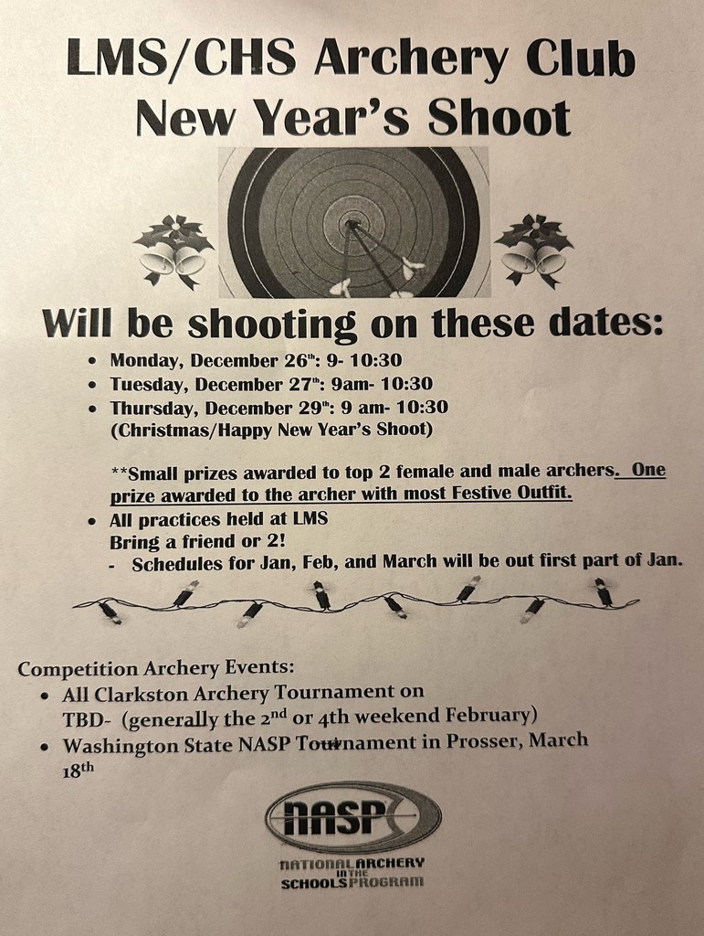 LMS/CHS Archery Club New Year's Shoot flyer